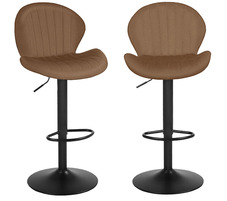 Nefoso Bar Stools Set of 2,Adjustable Bentwood Barstools,Velvet Leather Upholstered Bar Chair with Back and Footrest, for Bar, Kitchen, Dining Room