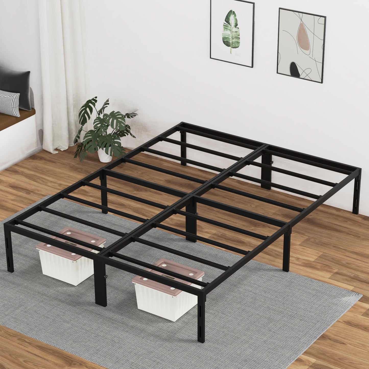Nefoso Bed Frame, 14 inch Tall Heavy Duty Metal Platform Bed Frame, No Box Spring Needed