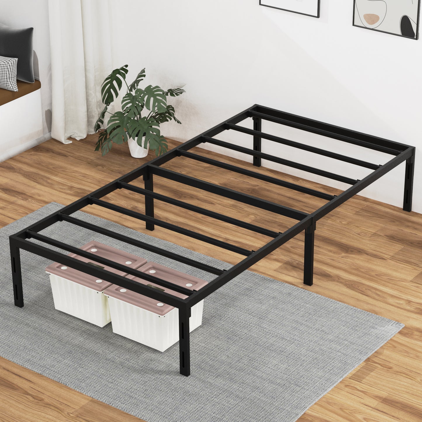 Nefoso Bed Frame, 14 inch Tall Heavy Duty Metal Platform Bed Frame, No Box Spring Needed