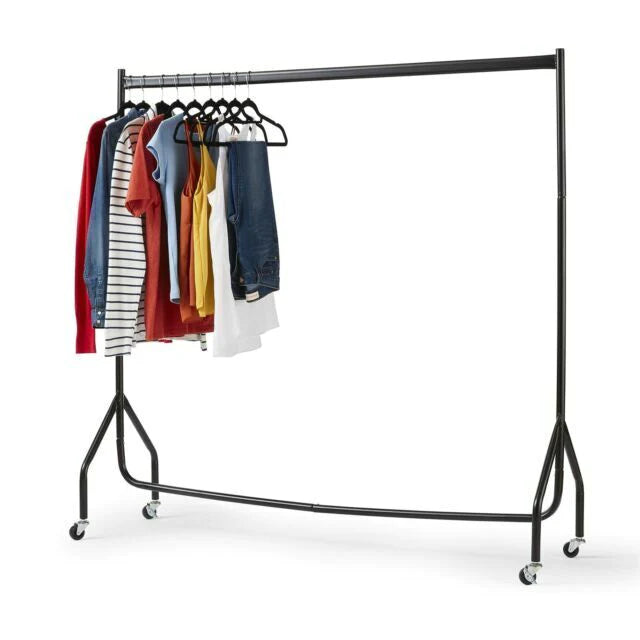 Nefoso Clothing Garment Rack,Single Rail Heavy Duty Clothes Rack with 4 Universal Wheels Standard Rolling Clothes Organizer