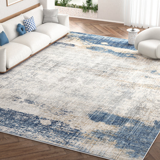 Nefoso 5x8/8x10 Area Rugs, Modern Washable Rugs for Living Room Bedroom, Abstract Pattern Carpet, Blue