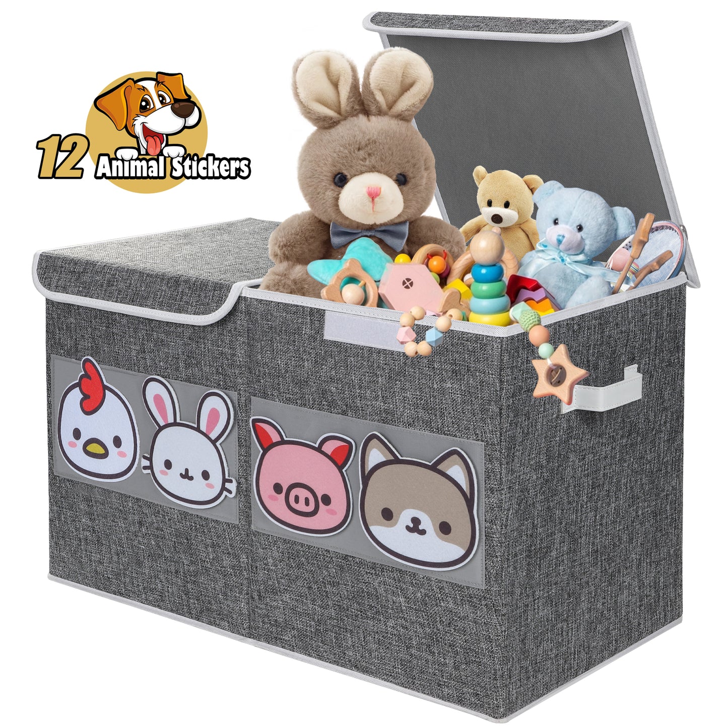 Nefoso Toy Box for Kids, Toy Chests Organizers Storage for Boys and Girls with Flip-Top Lid
