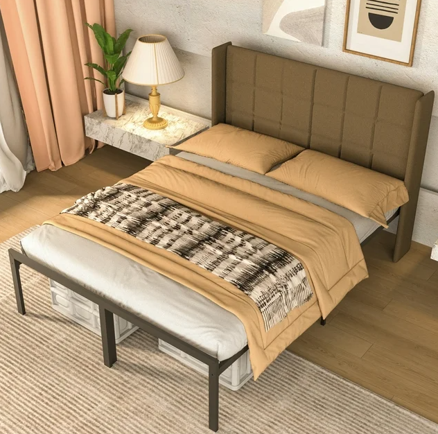 Nefoso Upholstered Bed Frame with Headboard