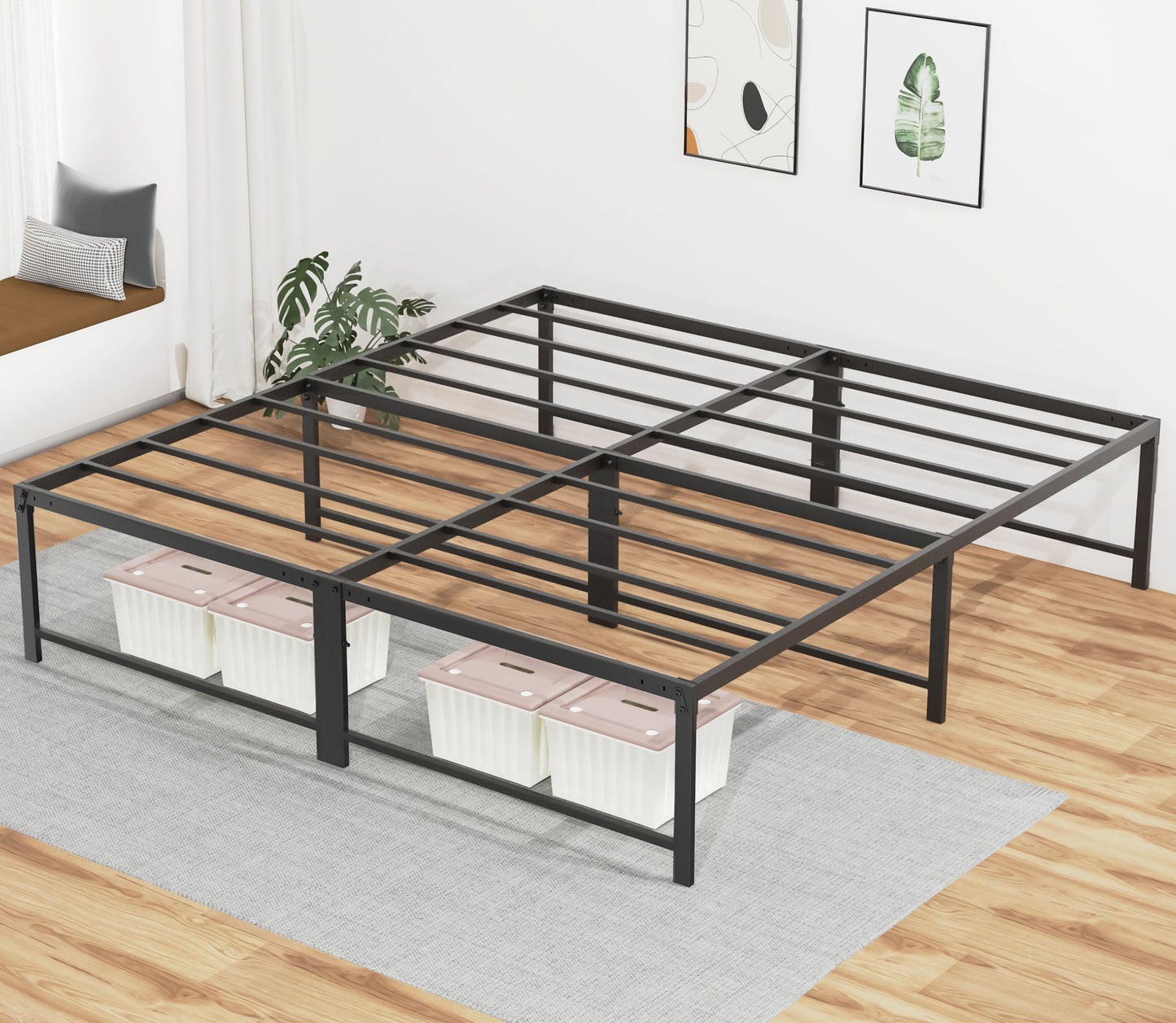 Nefoso Bed Frame, 18 inch Heavy Duty Metal Platform Bed Frame, No Box Spring Needed