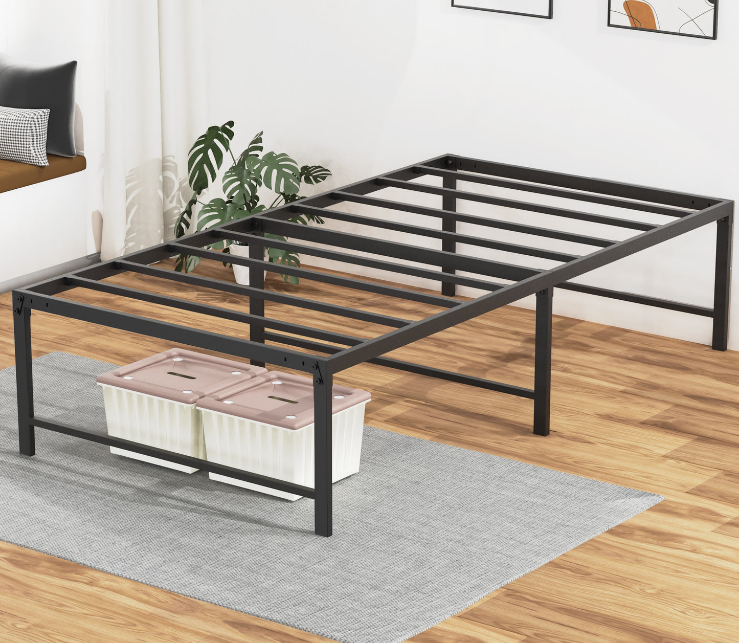 Nefoso Bed Frame, 18 inch Heavy Duty Metal Platform Bed Frame, No Box Spring Needed