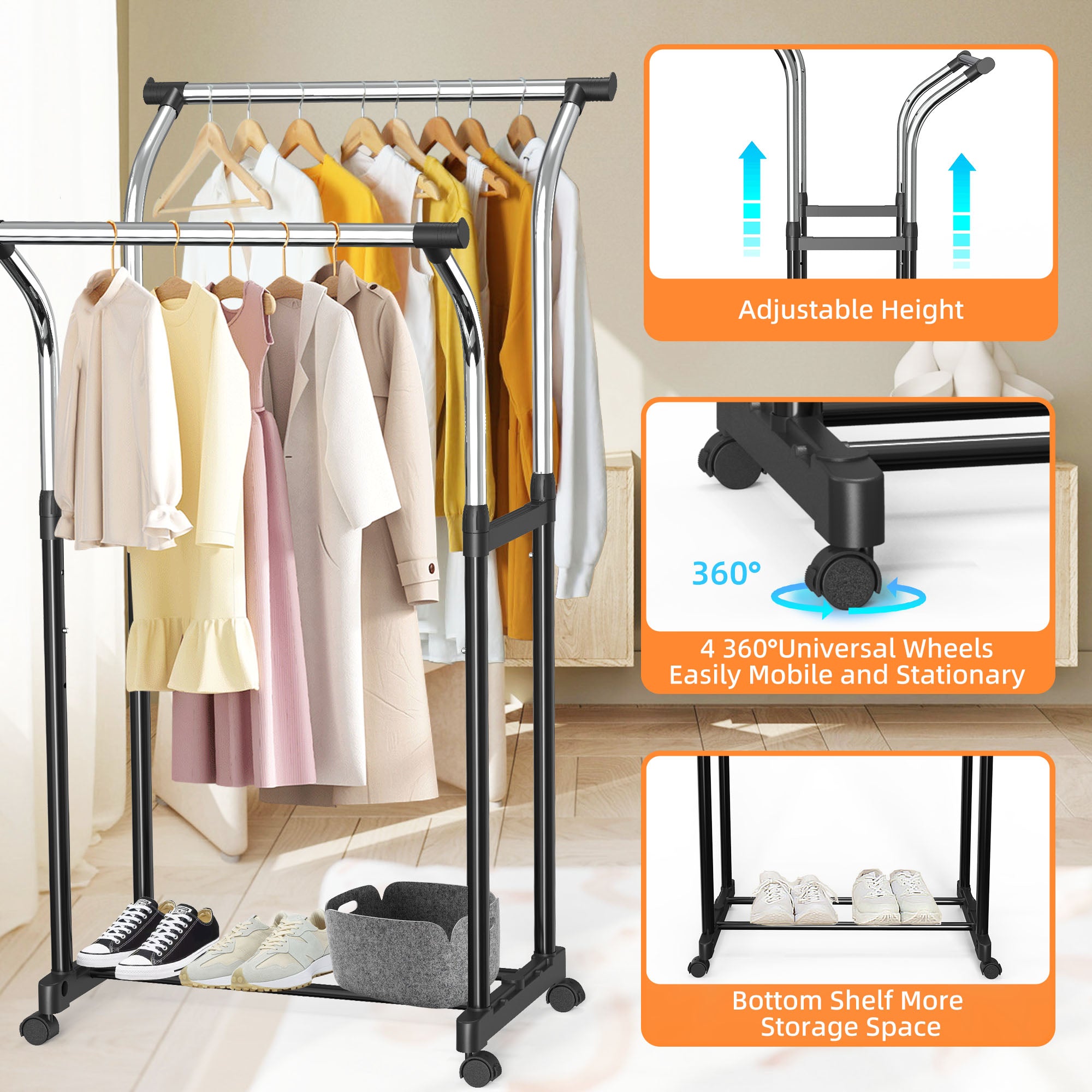 Clothes rack online height