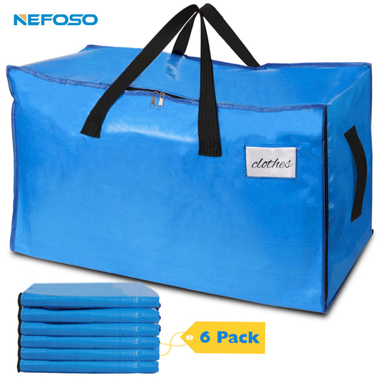 NEFOSO Storage Moving Bags, 4/6/8Pcs Large Storage Bags for Clothes, Heavy Duty Moving Totes with Handles and Zippers, Travelling, Clothes Organizer