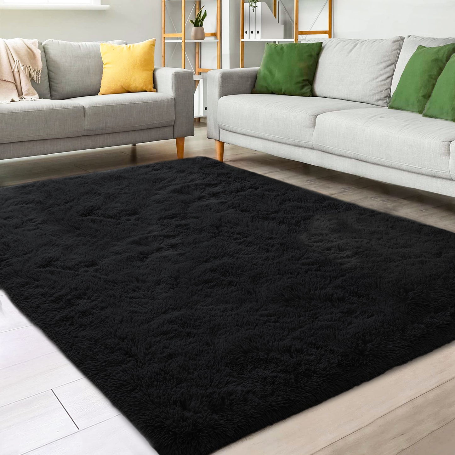 Nefoso Shag Light Gray Area Rug, Soft Fluffy Area Rugs for Living Room Bedroom Kids Room Decor Carpet